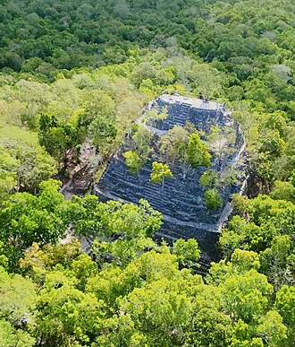 La Danta pyramid at El Mirador towering above an unbroken jungle canopy